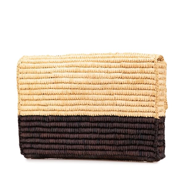 Pre-owned Balenciaga Motocross Classic Envelope Giant 12 Raffia Clutch Brown