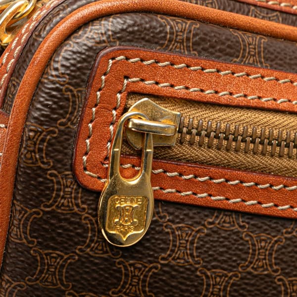 Pre-owned Celine Macadam Coated Canvas Clutch Brown