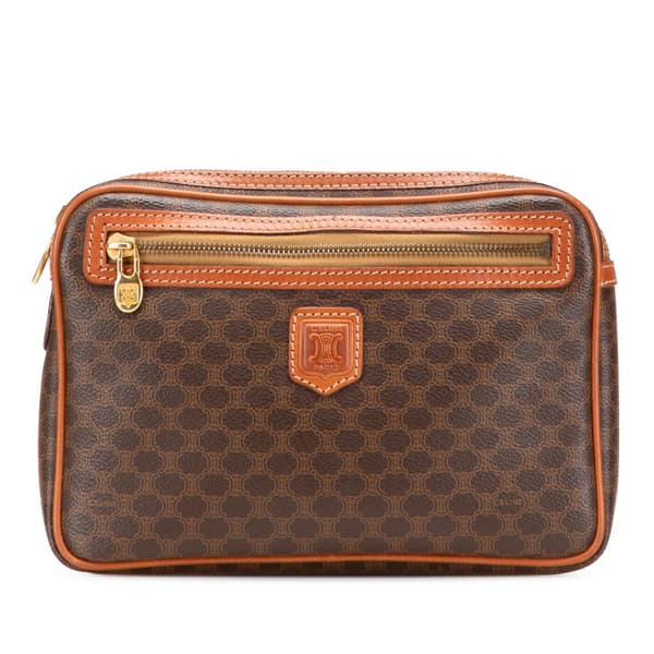 Pre-owned Celine Macadam Coated Canvas Clutch Brown