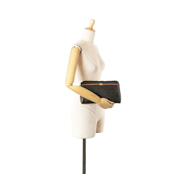 Pre-owned Dior Honeycomb Coated Canvas Clutch Black