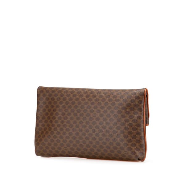 Pre-owned Celine Macadam Coated Canvas Clutch Brown