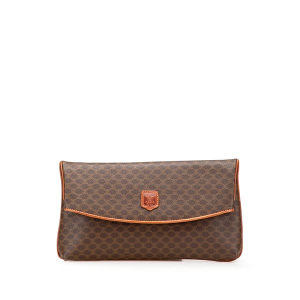 Pre-owned Celine Macadam Coated Canvas Clutch Brown