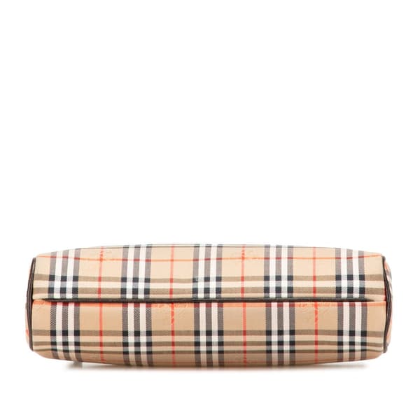 Pre-owned Burberry Haymarket Check Canvas Clutch Brown