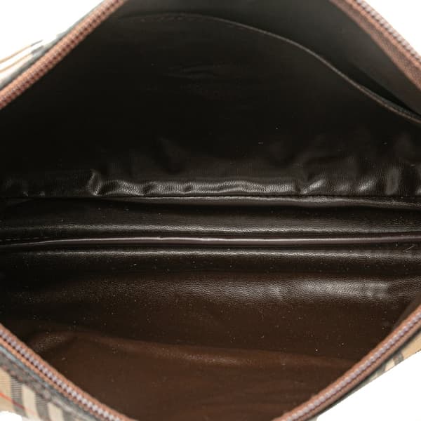 Pre-owned Burberry Haymarket Check Canvas Clutch Brown