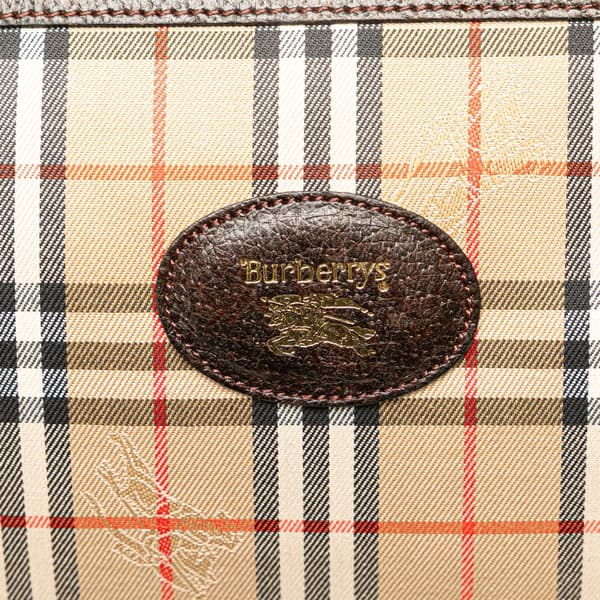 Pre-owned Burberry Haymarket Check Canvas Clutch Brown