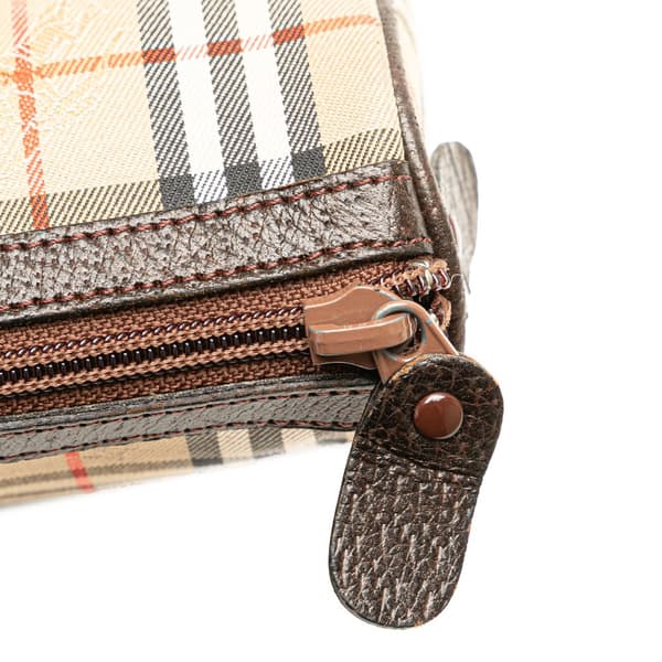 Pre-owned Burberry Haymarket Check Canvas Clutch Brown