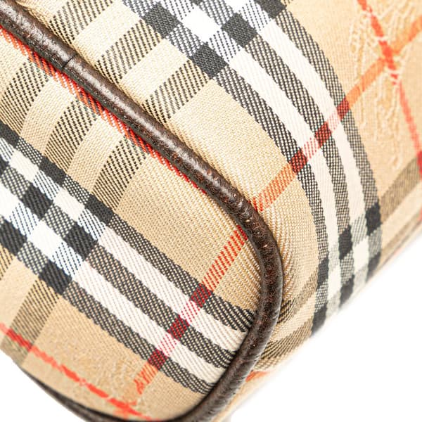 Pre-owned Burberry Haymarket Check Canvas Clutch Brown