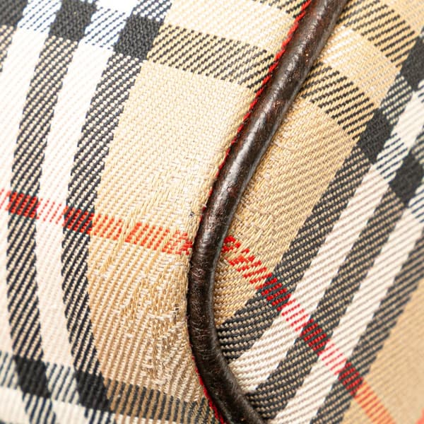 Pre-owned Burberry Haymarket Check Canvas Clutch Brown