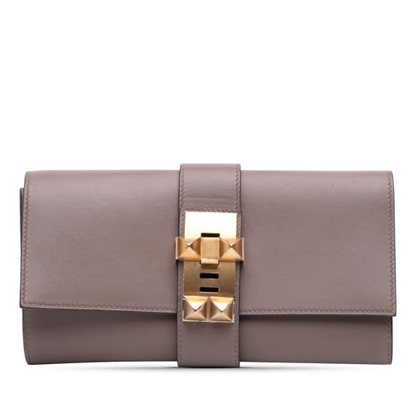 Pre-owned Hermès Swift Medor Clutch 23 Brown