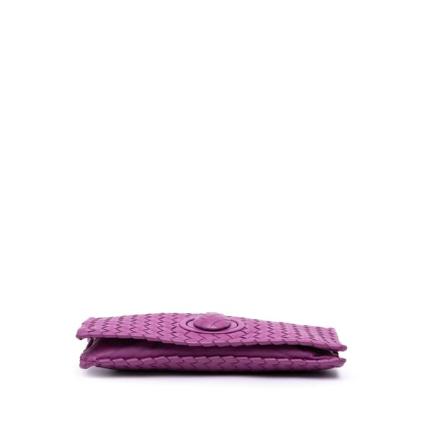 Pre-owned Bottega Veneta Nappa Intrecciato Turn Lock Clutch Purple