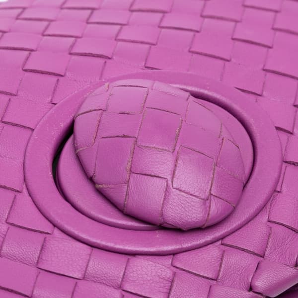 Pre-owned Bottega Veneta Nappa Intrecciato Turn Lock Clutch Purple