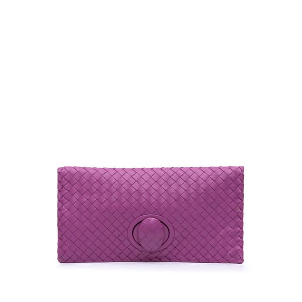 Pre-owned Bottega Veneta Nappa Intrecciato Turn Lock Clutch Purple