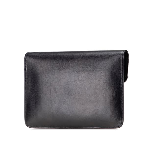 Pre-owned Dior Leather Envelope Clutch Black