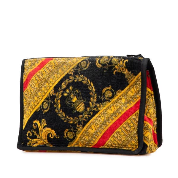 Pre-owned Versace Terry Medusa Baroque Print Clutch Red