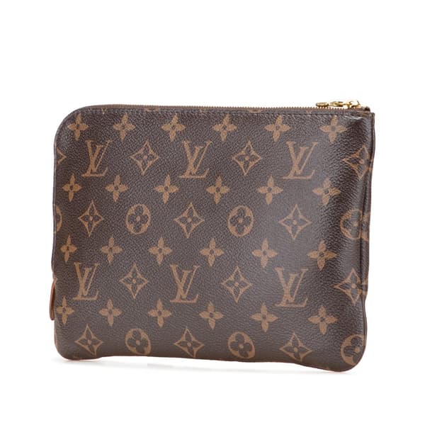 Pre-owned Louis Vuitton Monogram Etui Voyageur PM Brown