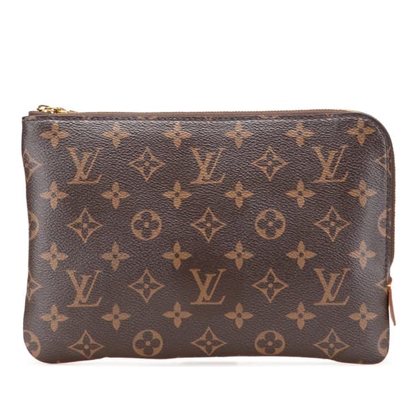 Pre-owned Louis Vuitton Monogram Etui Voyageur PM Brown