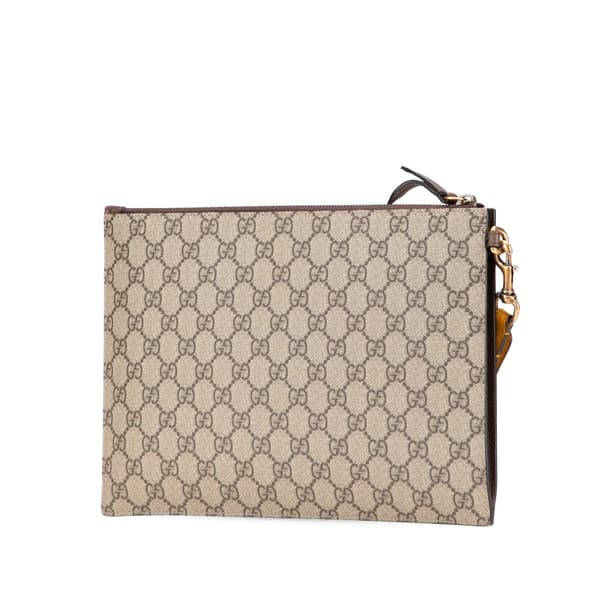 Pre-owned Gucci GG Supreme Neo Vintage Clutch Gray