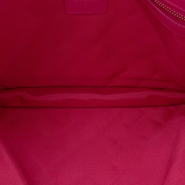 Pre-owned Chanel Large Tweed PVC Logo Wristlet Pouch Pink