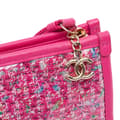 Miniatyrbilde 7 av 10: Pre-owned Chanel Large Tweed PVC Logo Wristlet Pouch Pink