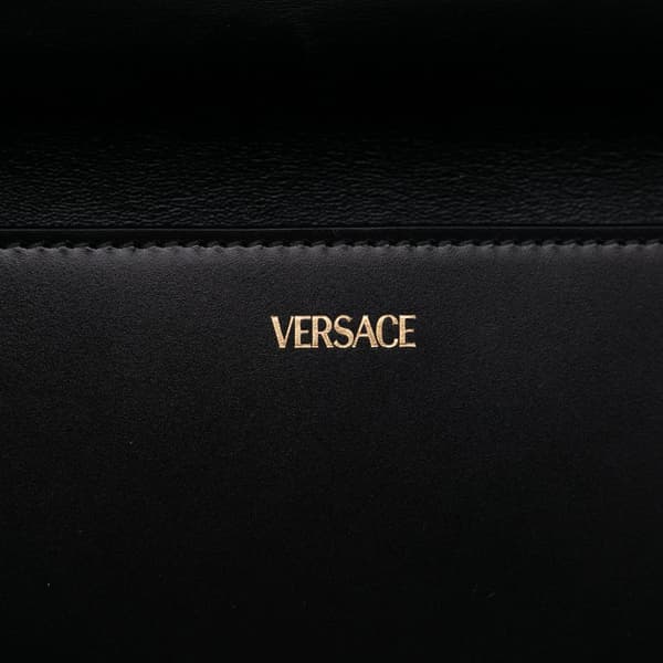 Pre-owned Versace Leather Greca Goddess Clutch Black