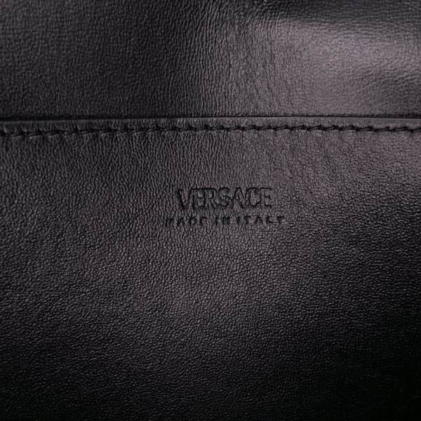 Pre-owned Versace Leather Greca Goddess Clutch Black