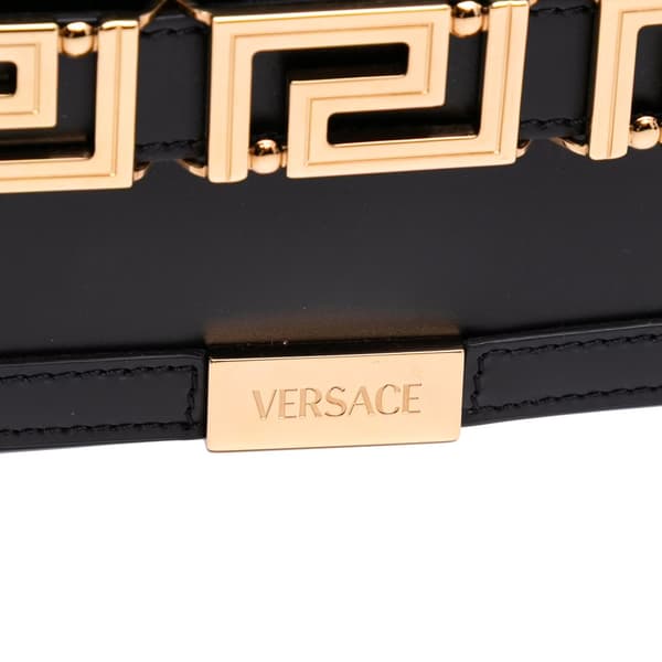Pre-owned Versace Leather Greca Goddess Clutch Black