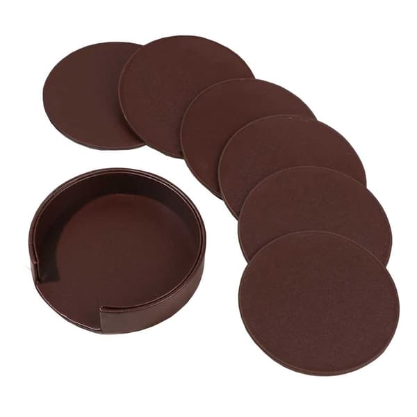 Brun glas baserer PU-læder 6-pack med holder
