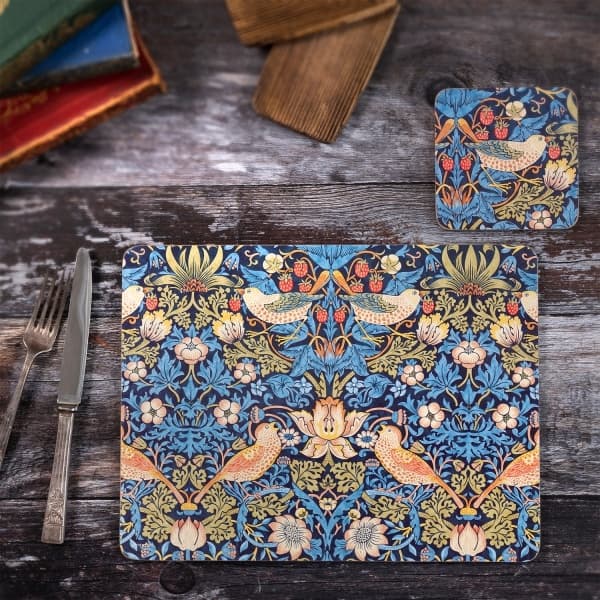 Strawberry Thief Blue Table mats Large 4-pack - Morris & Co