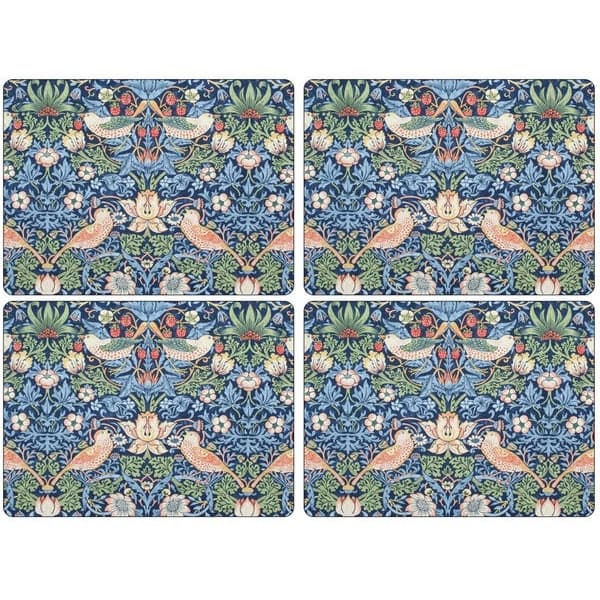 Strawberry Thief Blue Table mats Large 4-pack - Morris & Co