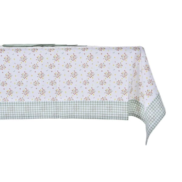 Bordslinneset DKD Home Decor Virágok Grön 150 x 150 x 0,5 cm