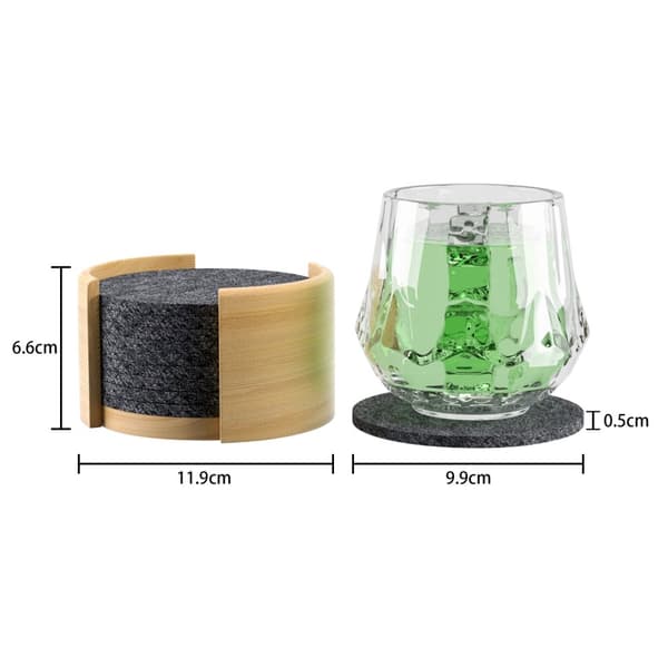 Set med 10 praktiska filtunderlägg med trähållare i Mörkgrått för glas koppar flaskor flaskor skålar med mera