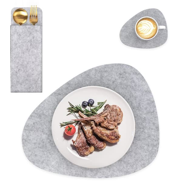 6x Filtunderlägg i grått Underlägg Coaster bordsmatta glasunderlägg bestickpåse bordsunderlägg för restaurang och hem