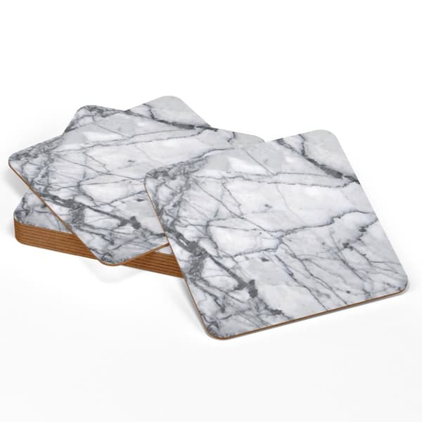 4-Pack - Glasunderlägg Marmor - Underlägg till Glas