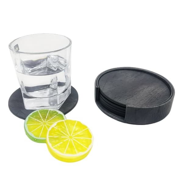 INF Sett med 6 varmebestandige PU-skinnunderlag med holder