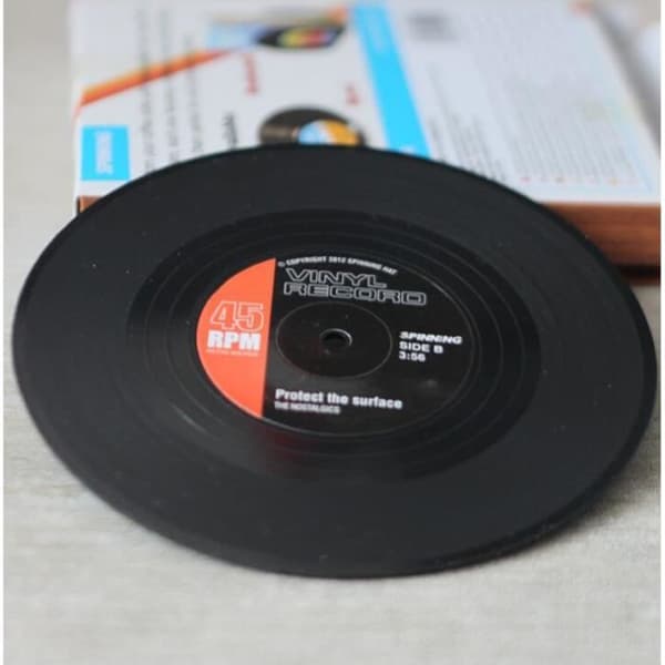 Rundunderlägg Vintage Vinyl CD-kopphållare present till musikfantaster