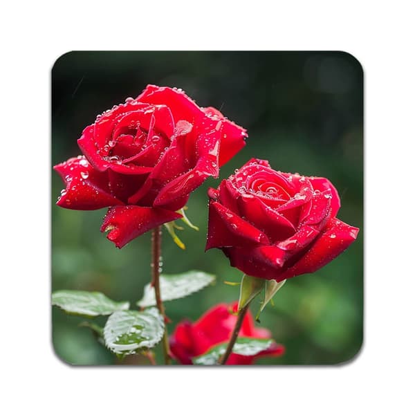 2 ST Blommor Röda Rosor Underlägg