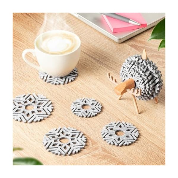 Underlägg - EUROWEB - Snöflingor - 12 stycken - Halosäker - Beige