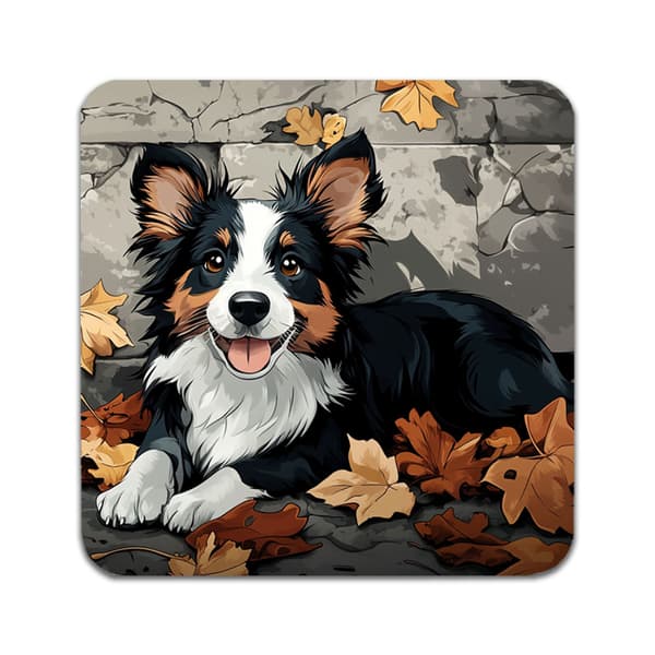 2 ST Barn Söt Tecknad Border Collie Hund Underlägg