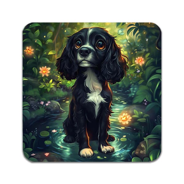 2 ST Barn Söt Tecknad Cocker Spaniel Hund Underlägg