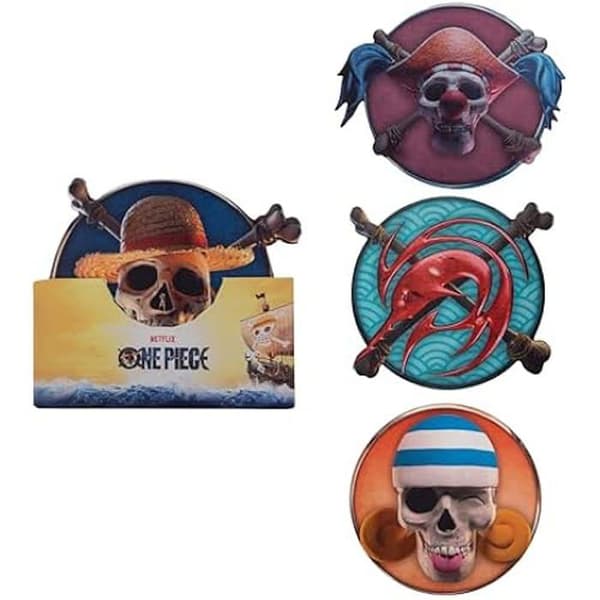 Underlägg - CINEREPLICAS - One Piece - Set med 4 - Jolly Rogers-karaktärer - Officiell licens