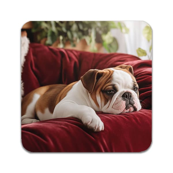 2 ST Hund Engelsk Bulldog Coaster