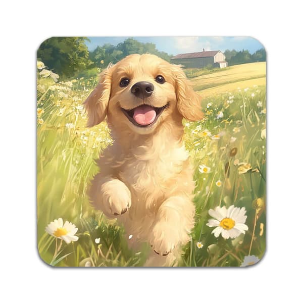 2 ST Tecknad Golden Retriever Hund Underlägg