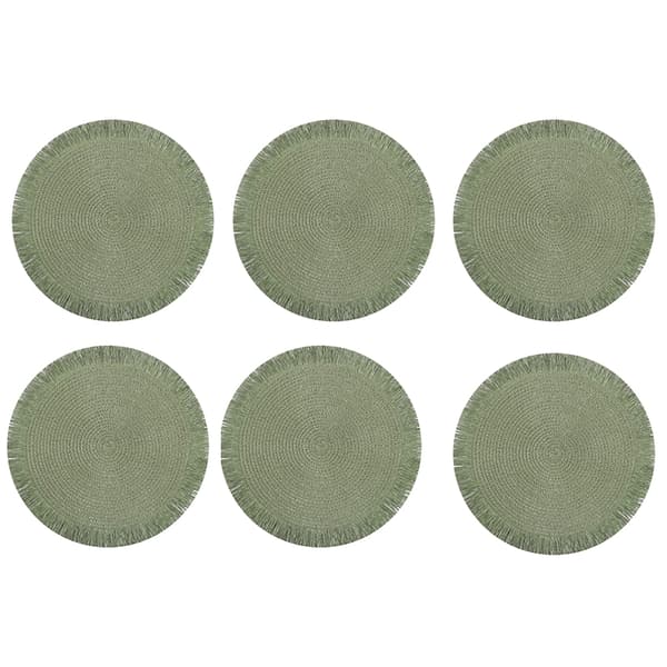 INF Set med 6 bordsunderlägg - Flätade bordsunderlägg i papper Grön