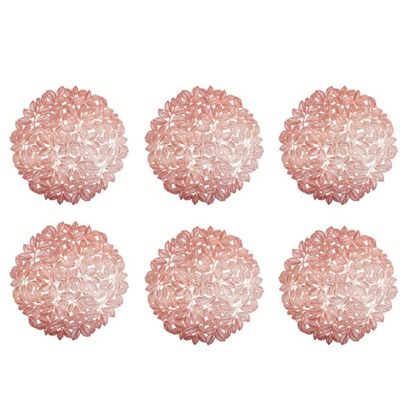 INF Sæt med 6 Dækkeservietter Elegant Blad Design Rose guld