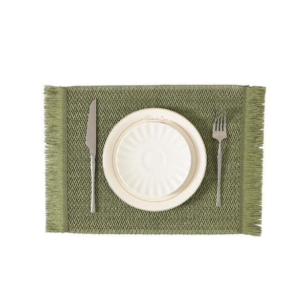 INF Set med 6 bordsunderlägg, 30x45 cm, eleganta vävda vinylbordsunderlägg Grön