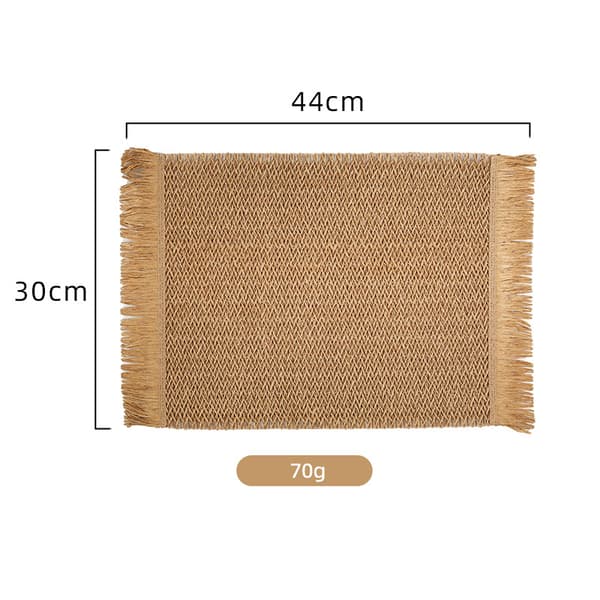 INF Sett med 6 spisebrikker, 30x45 cm, elegante vevde vinylmatter Brun
