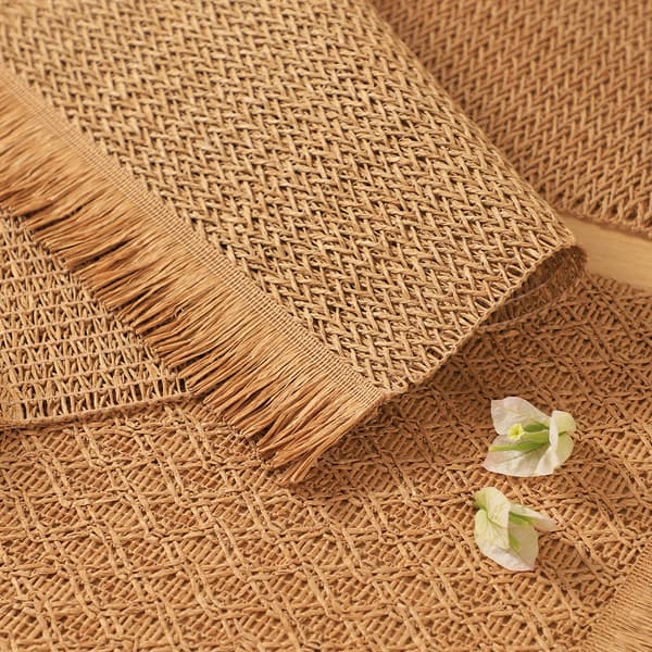 INF Sett med 6 spisebrikker, 30x45 cm, elegante vevde vinylmatter Brun