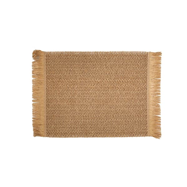 INF Sett med 6 spisebrikker, 30x45 cm, elegante vevde vinylmatter Brun