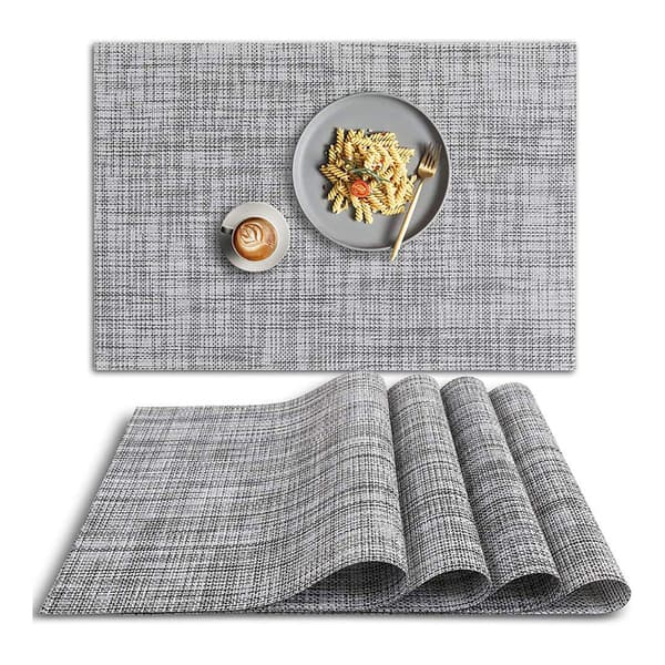 INF Set med 6 bordsunderlägg, 30x45 cm, blandade färger Silver+Vit