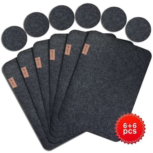 INF 12-delars Filt Placemat Set - Stilfull och Praktisk Matplats